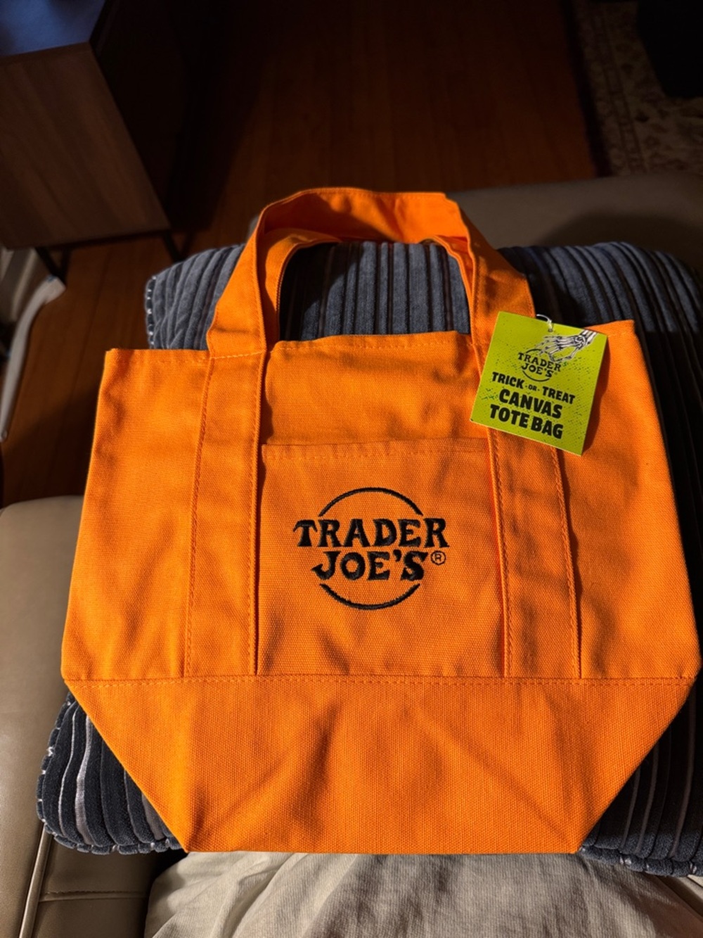 Trader Joe's Orange Canvas mini Tote Bag (2 available)